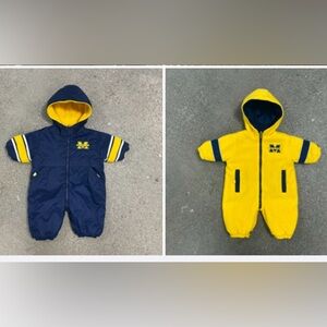 EUC vintage reversible university of Michigan Wolverines hooded Snow Suit romper